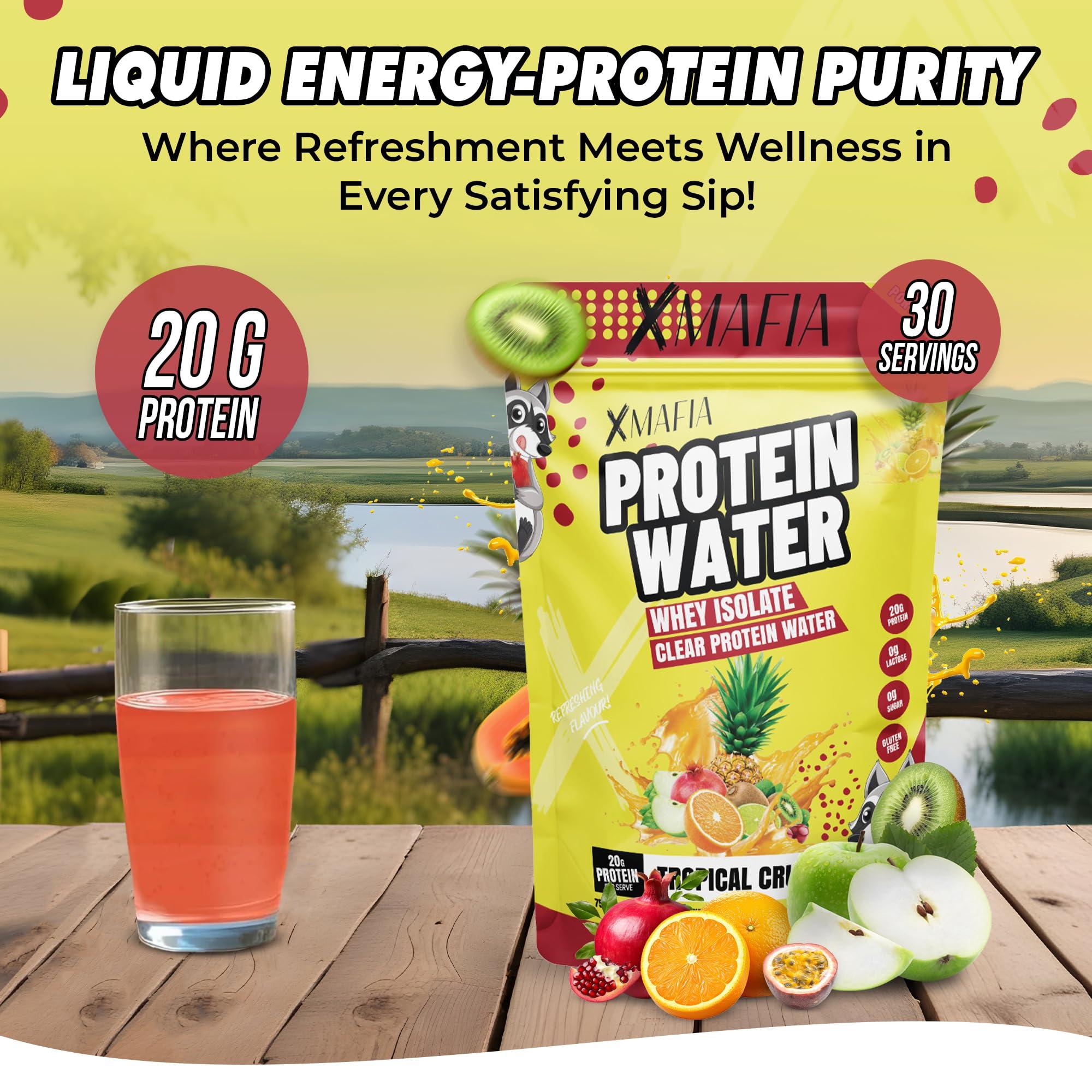 XMafia XMafia  Protein Water, Clear Protein Powder  30 Servings, 20g Protein, 27 oz - Hydrator Whey Isolate - 0g Lactose, 0g Sugar, Keto-Friendly - Tropical Crush - Iso Juice Protein, Post-Workout