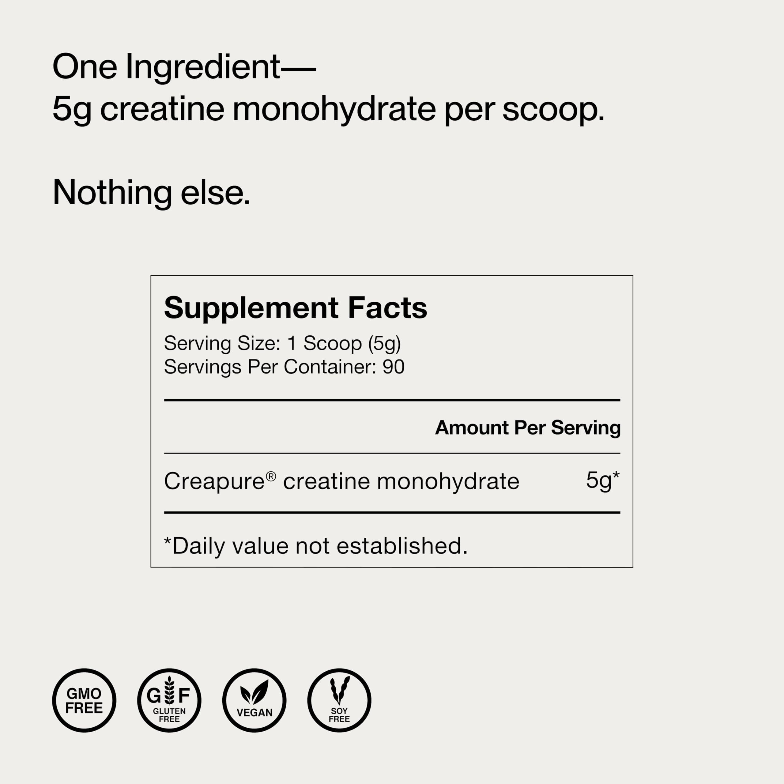 Momentous Momentous Creatine Monohydrate Powder - Creapure Creatine Powder Supports Strength, Lean Muscle, & Recovery for Men & Women - 5 g per Serving - 90 Servings