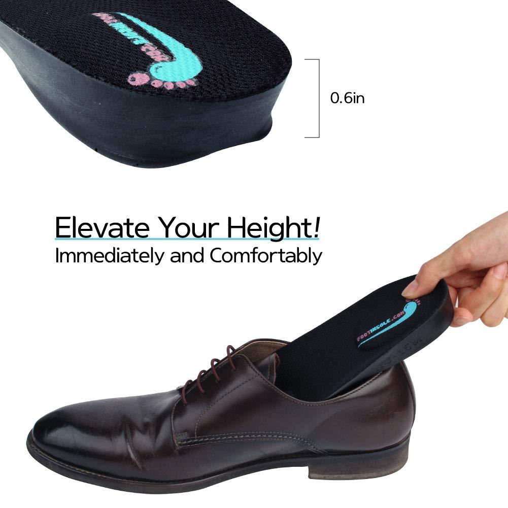 FOOTINSOLE.COM Height Increase Insole, Shoe Lift for Men Elevated Cushioned Inserts and Arch Support Comfort Insoles to Make You Taller (0.6\" UP (US Men\'s 7-11))