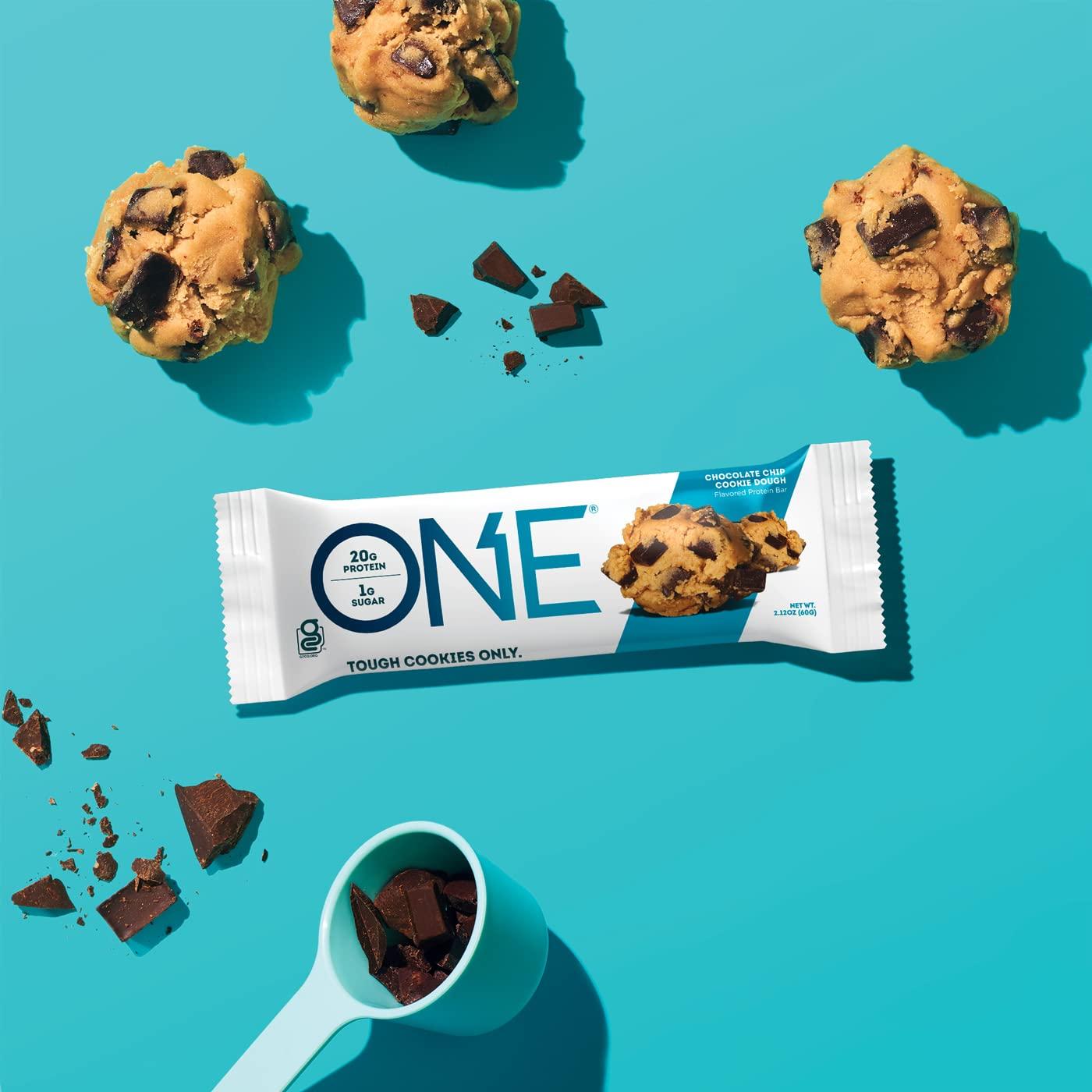 ONE ONE Protein Bars, Peanut Butter Cup, Gluten Free Protein Bar with 20g Protein and only 1g Sugar & Protein Bars, Chocolate Chip Cookie Dough, Gluten Free Protein Bars with 20g Protein