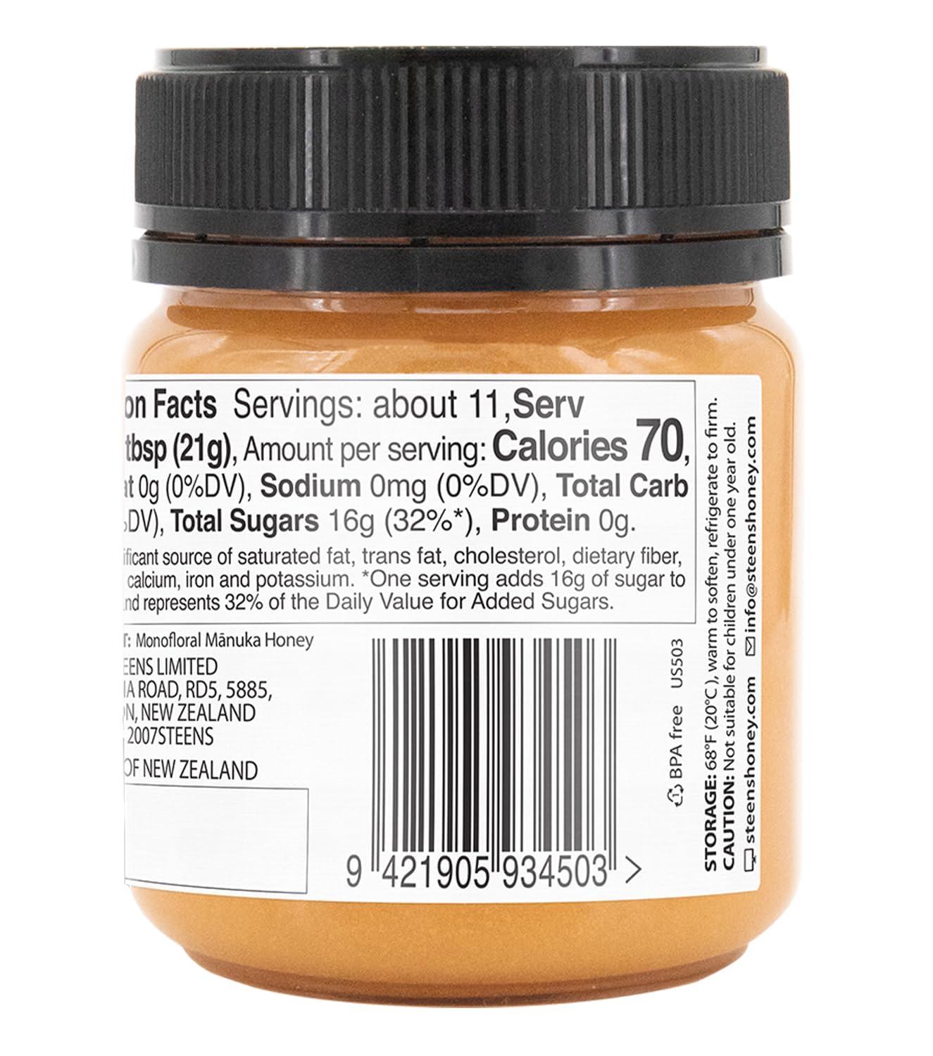 Steens Steens Manuka Honey - MGO 830+ - Pure & Raw 100% Certified UMF 20+ Manuka Honey - Bottled and Sealed in New Zealand - 4 x 7.9 oz