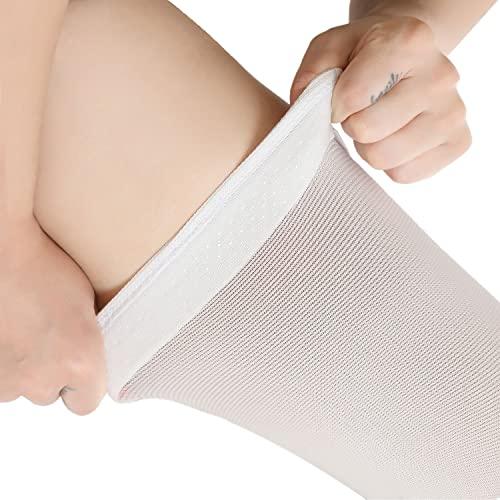 Doc Miller Doc Miller TED Hose Thigh High Anti Embolism Stockings for Women & Men, Hospital Style Surgical Stockings, Plus Size White Compression Socks 15-20mmHg, Support Hose with Inspection Hole Small