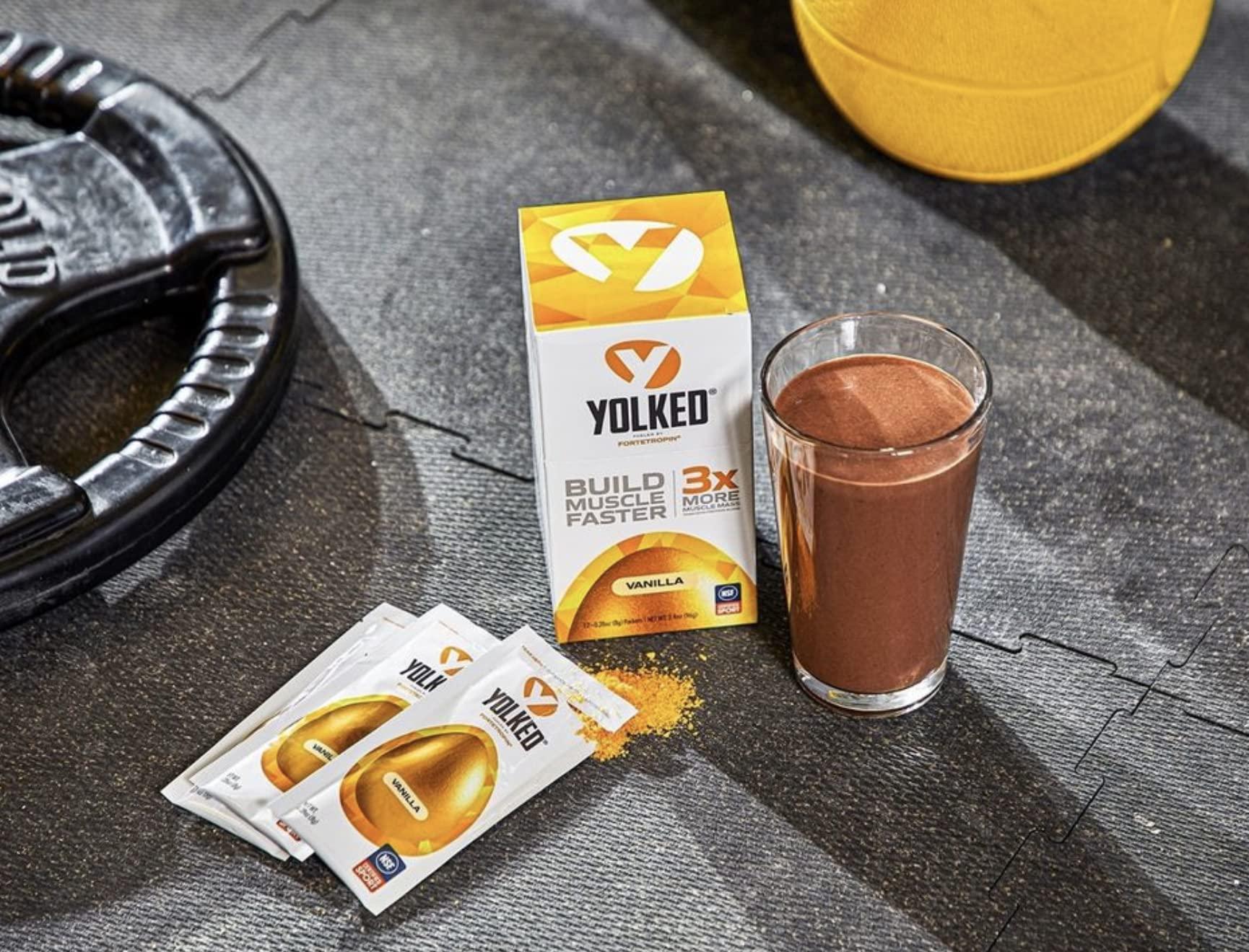 YOLKED YOLKED - Clinically Tested and NSF-Certified All Natural Muscle Building Supplement - Increase Lean Muscle, Reduce Muscle Loss, and Improve Recovery with Protein’s Perfect Partner, 30 Servings