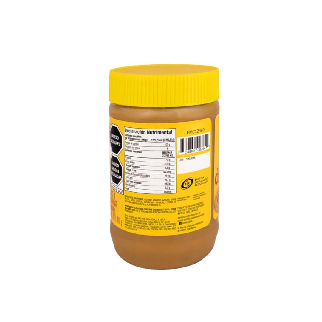 HAKOCO De La Rosa Mazapan Untable Sweet Peanut Spread, Mazapn Dulce Cacahuate Con Trocitos Cacahuate 400g (Pack of 2)