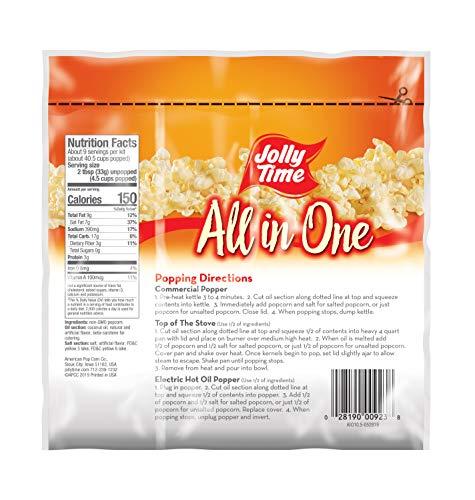 Jolly Time JOLLY TIME All in One Popcorn Kit, Portion Packets with Kernels, Oil and Salt for Movie Theater or Air Popper Machines (24 pack, 8oz Kettle)
