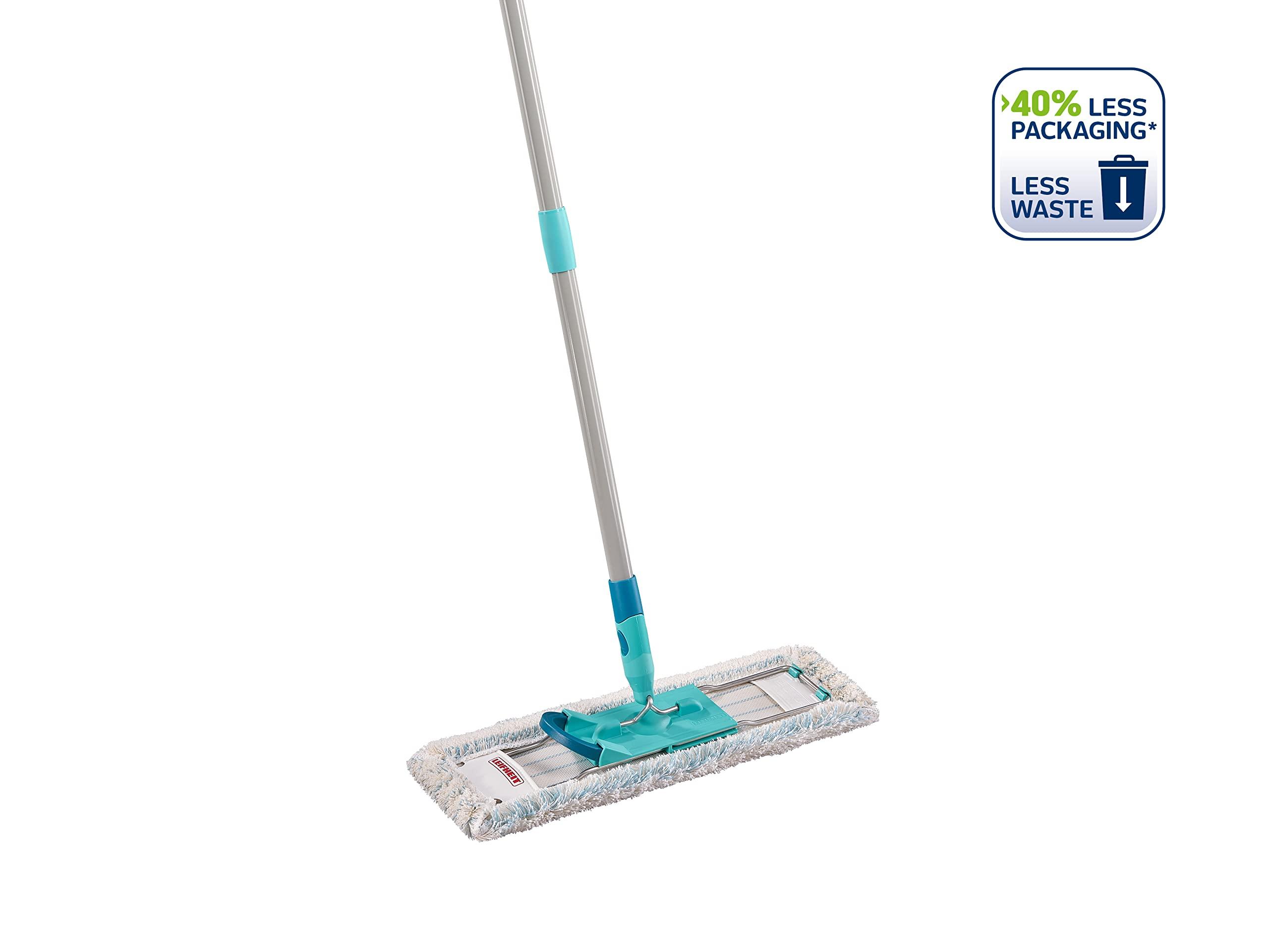 Leifheit Leifheit Profi XL Cotton Plus Flat Mop with 146 cm Handle, 42 cm Large Flat Floor Mop Head, 360 Universal Joint for Easy Steering, Highly Absorbent, for Stone and Tile Floors