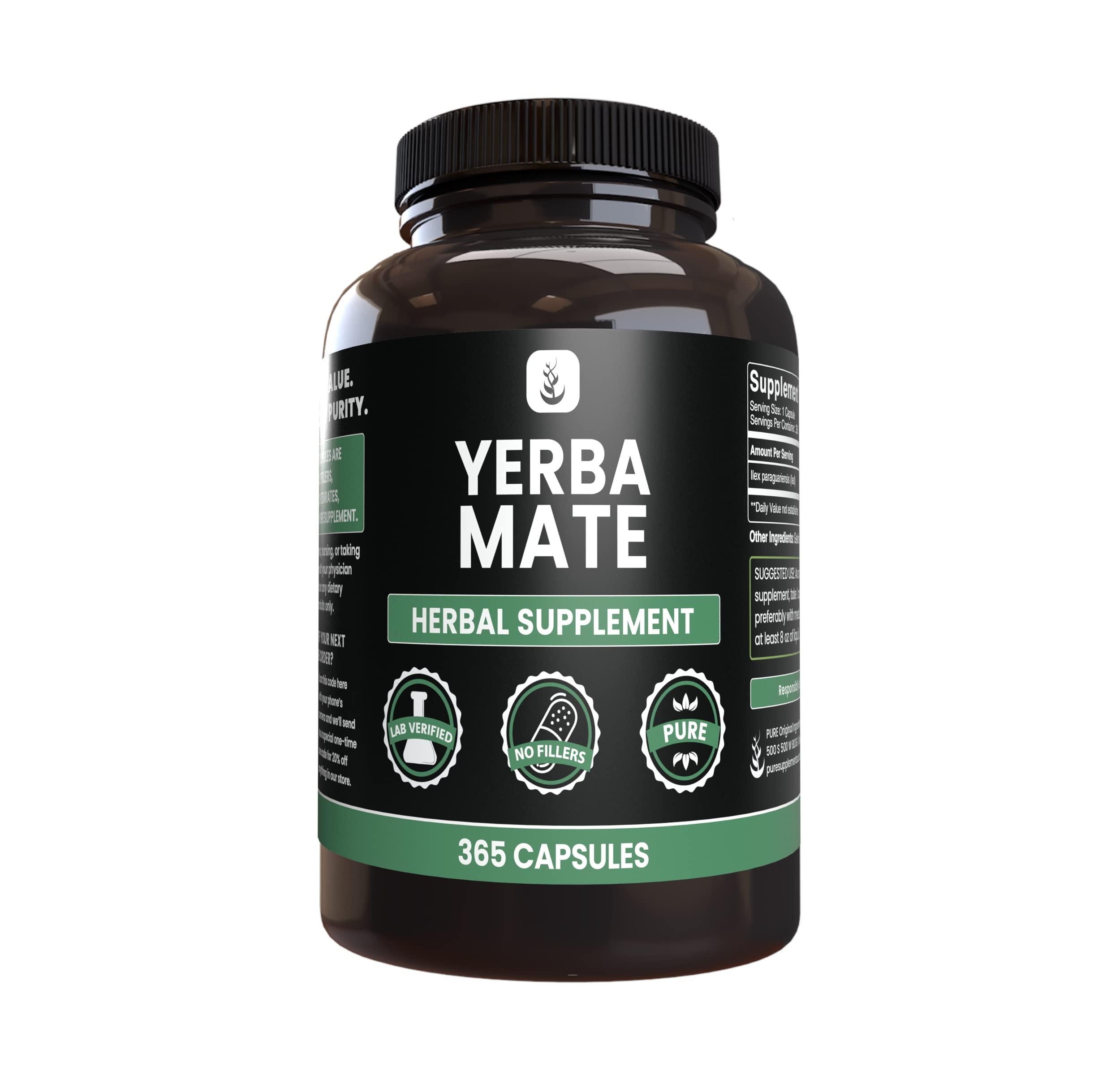 PURE ORIGINAL INGREDIENTS PURE ORIGINAL INGREDIENTS Yerba Mate (365 Capsules), No Magnesium Or Rice Fillers, Always Pure, Lab Verified