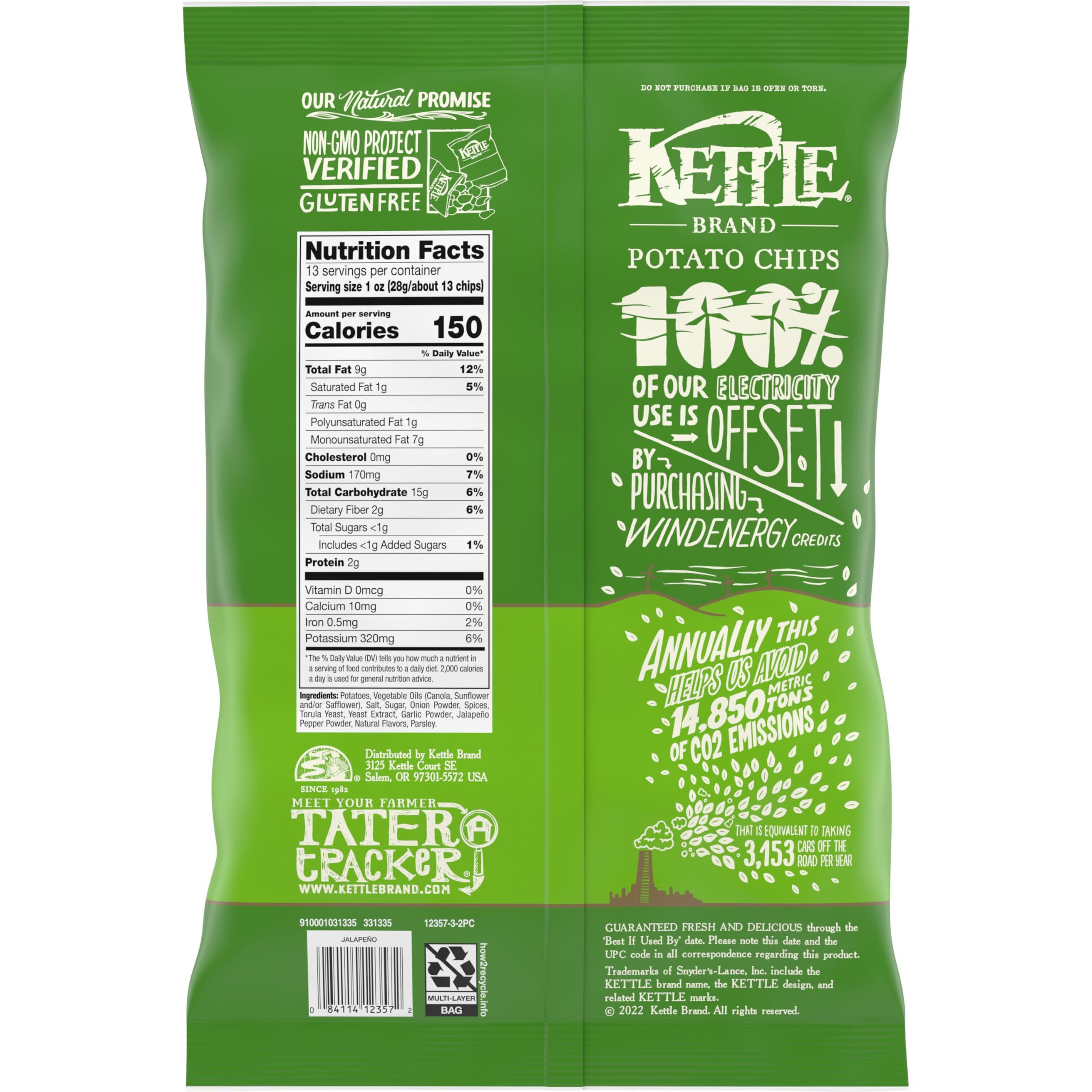 Kettle Brand Kettle Brand Potato Chips, Jalapeno Kettle Chips, Party Size, 13 Oz (Pack of 3)
