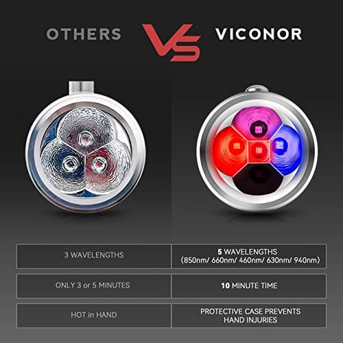 Viconor Red Light Therapy for Body Knee Hand Muscle and Joint Pain Relief, Infrared&Red Light Therapy Device Handheld Red Light Healing Therapy Torch with 5 Wavelengths and Pulsed Modes