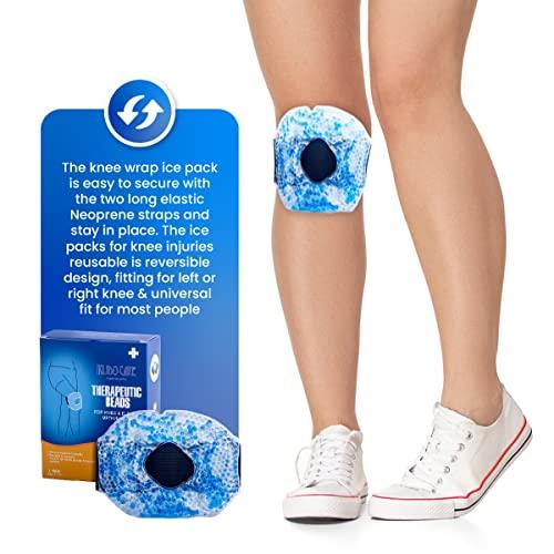 Ikisdo Care Therapy Wrap Reusable Hot & Cold Gel Beads Best Ice Pack with Elastic Adjustable Strap for Knee - Joint & Muscle Pain Relief for Runner, Athletes