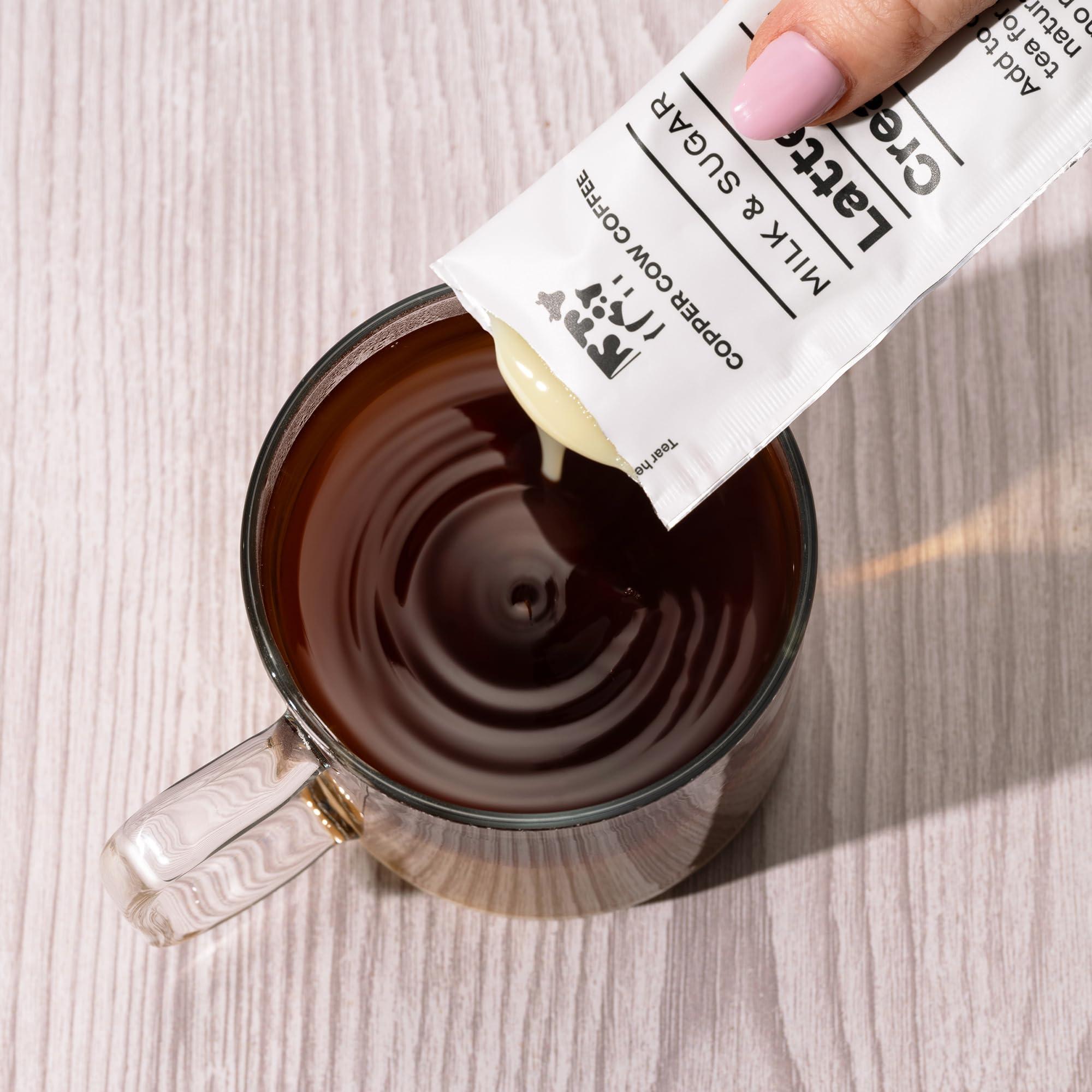 Copper Cow Coffee Copper Cow Coffee California Sweetened Condensed Milk Creamers – Single-Serve and All-Natural Pre-Filled Packets – (25 Pack)