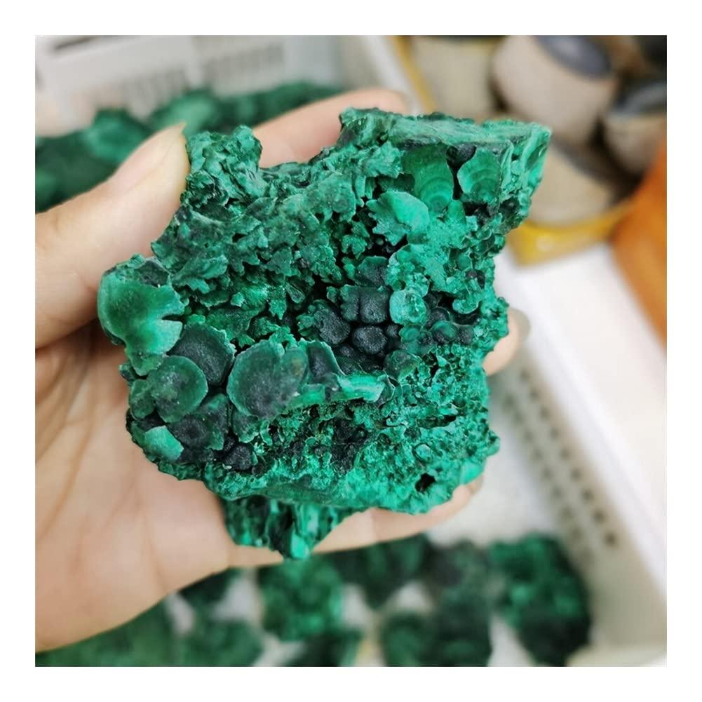 SAIYI Natural Green Malachite Raw Stone Beautiful Needle-Shaped Plus Velvet Quartz Stone Mineral Specimen Healing Home Decor Natural Decoration (Size : About 500g)