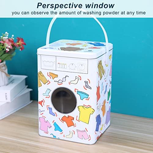 Pssopp Metal Laundry Powder Tin, Laundry Powder Detergent Storage Box Washing Machine Appearance Washing Powder Tablet Storage Container