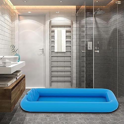 CEEBUS Inflatable Bathtub Portable Adult Tub PVC Body Washing Basin System Inflatable Hair Wash Basin Disabled Bed Shower Inflatable Tub Home Care Bed Accessories