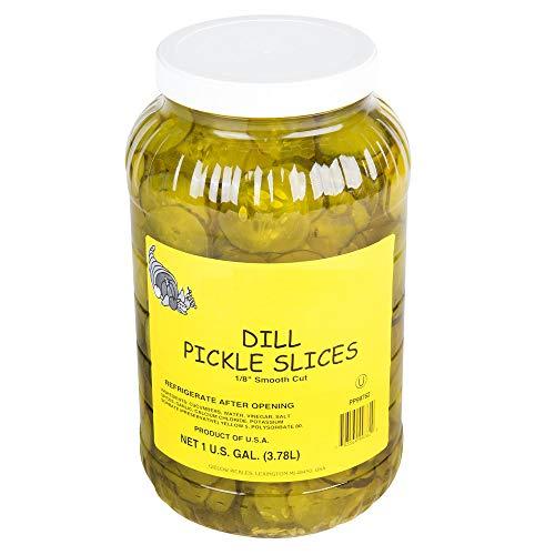 PRO&Family 1 Gallon Smooth Cut 1/8" Dill Pickle Slices Perfect for home, restaurant, kitchen, cheaseburger,hamburger.