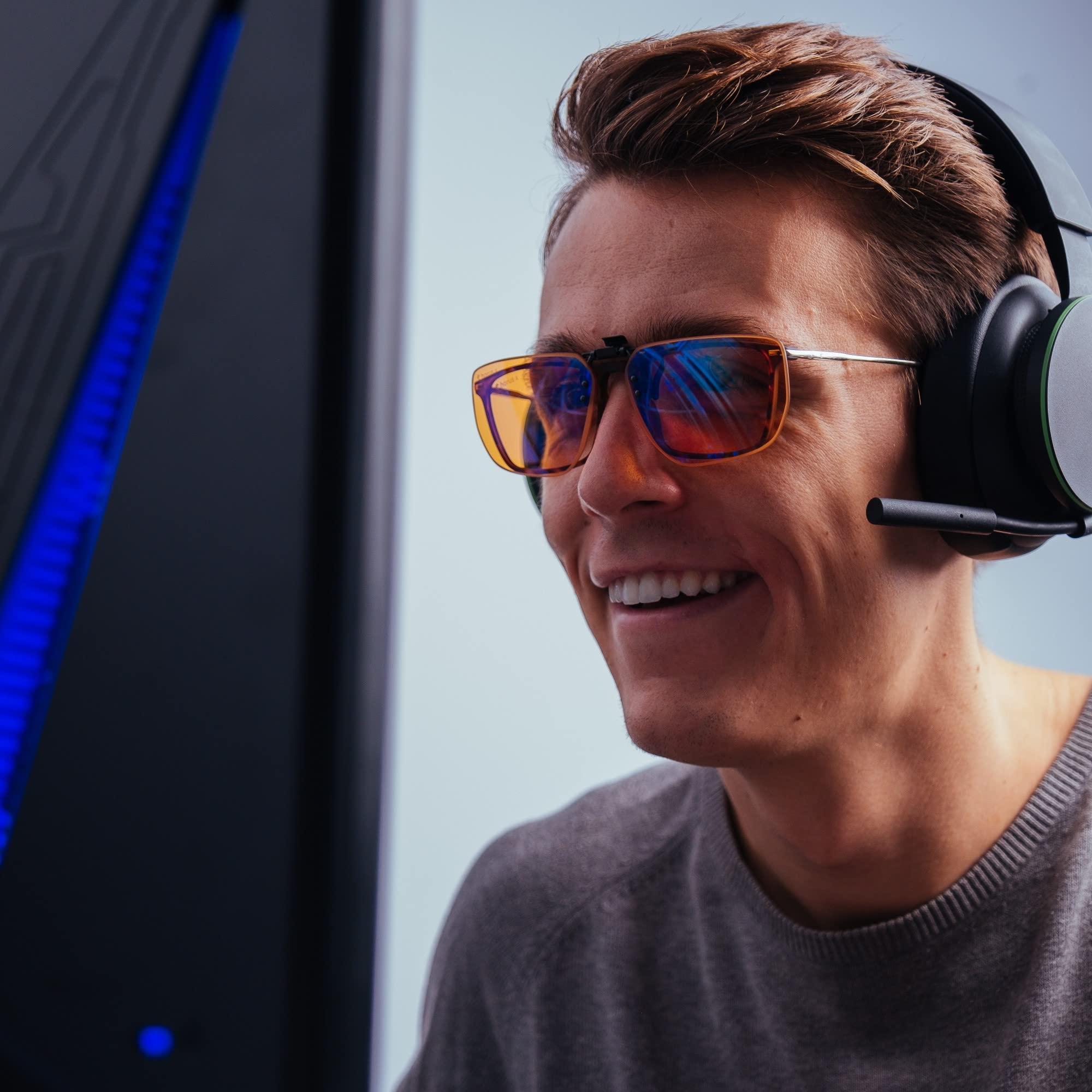 Horus X Horus X Anti Blue Light Clip-On Glasses |Gaming Glasses Shield Anti Fatigue Eyestrain Migraine | Amber Lenses