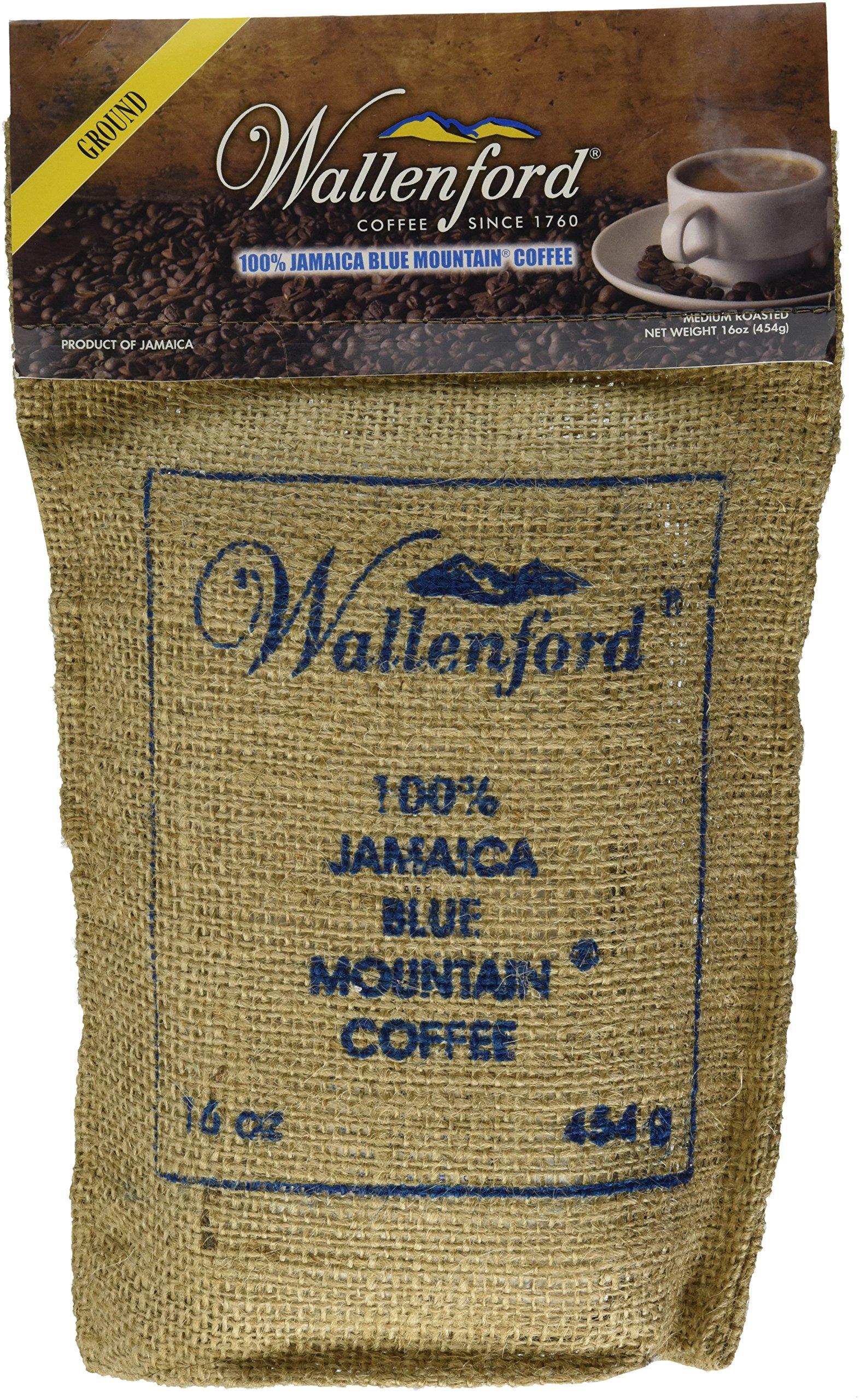 Wallenford Roasted and Ground 100% Jamaica Blue Mountain Coffee, 16oz (1lb) Bag