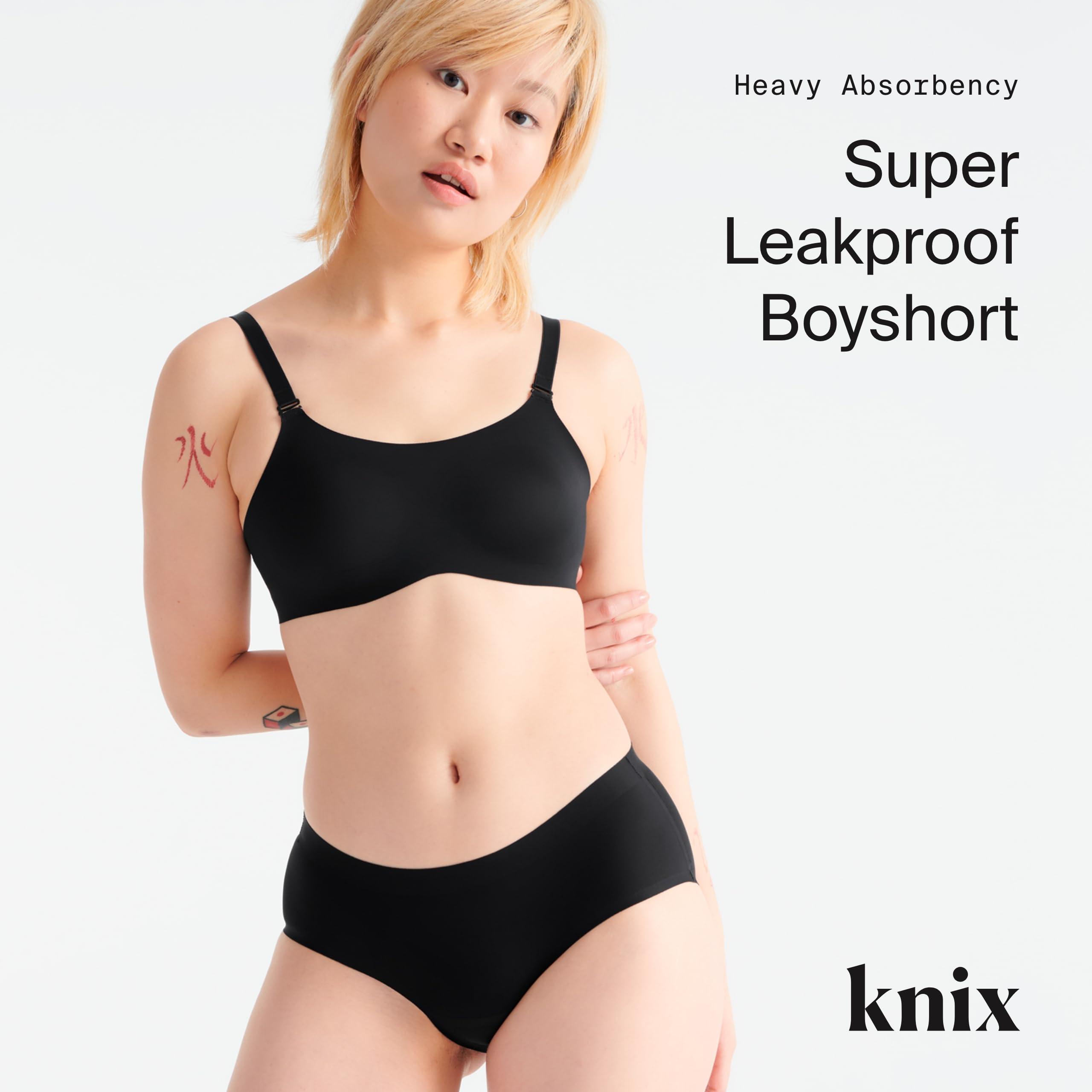 KNIX KNIX Super Leakproof Boyshort - Quick-Dry & Breathable Period Underwear - Menstruation Boyshort Panties with Stretchy Fabric - Alternative to Menstrual Pads - Black, Small (3 Pack)