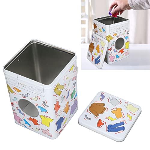 Pssopp Metal Laundry Powder Tin, Laundry Powder Detergent Storage Box Washing Machine Appearance Washing Powder Tablet Storage Container