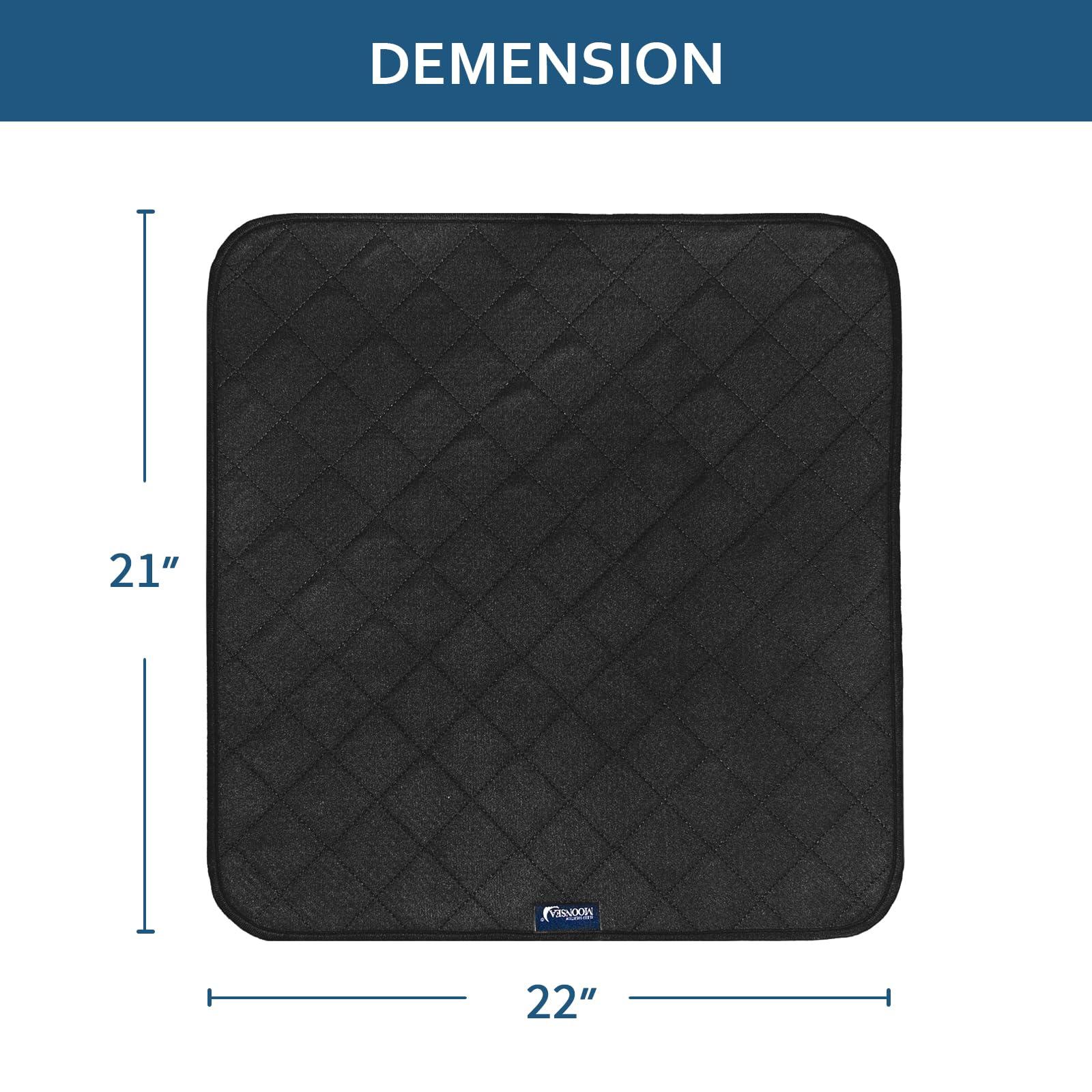 Moonsea Waterproof Incontinence Chair Pads, 22\" x 21\" Wheelchair Reusable Seat Pads Cover, Washable Nursery Pee Pad Seat Protector, 4 Pack Black