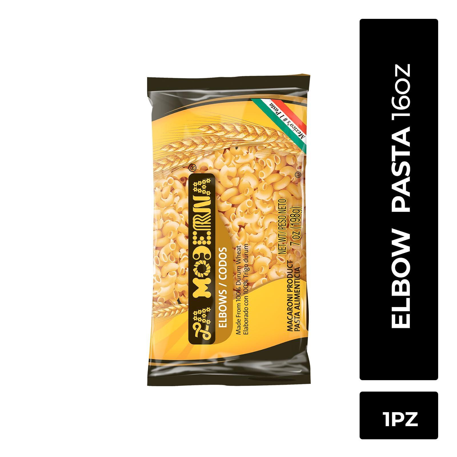 La Moderna LA MODERNA, Codos, Pasta, Hecha con Smola de Trigo Durum, Enriquecida con Vitaminas y Hierro, 16 oz