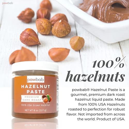 powbab powbab Hazelnut Paste - 100% USA Grown Hazelnuts (8 oz). Premium Dark Roast Nutty Flavor. Sugar Free Hazelnut Spread, No Added Sugar. Use for Hazelnut Butter or Keto Hazelnut Spread. Non-GMO, Vegan.