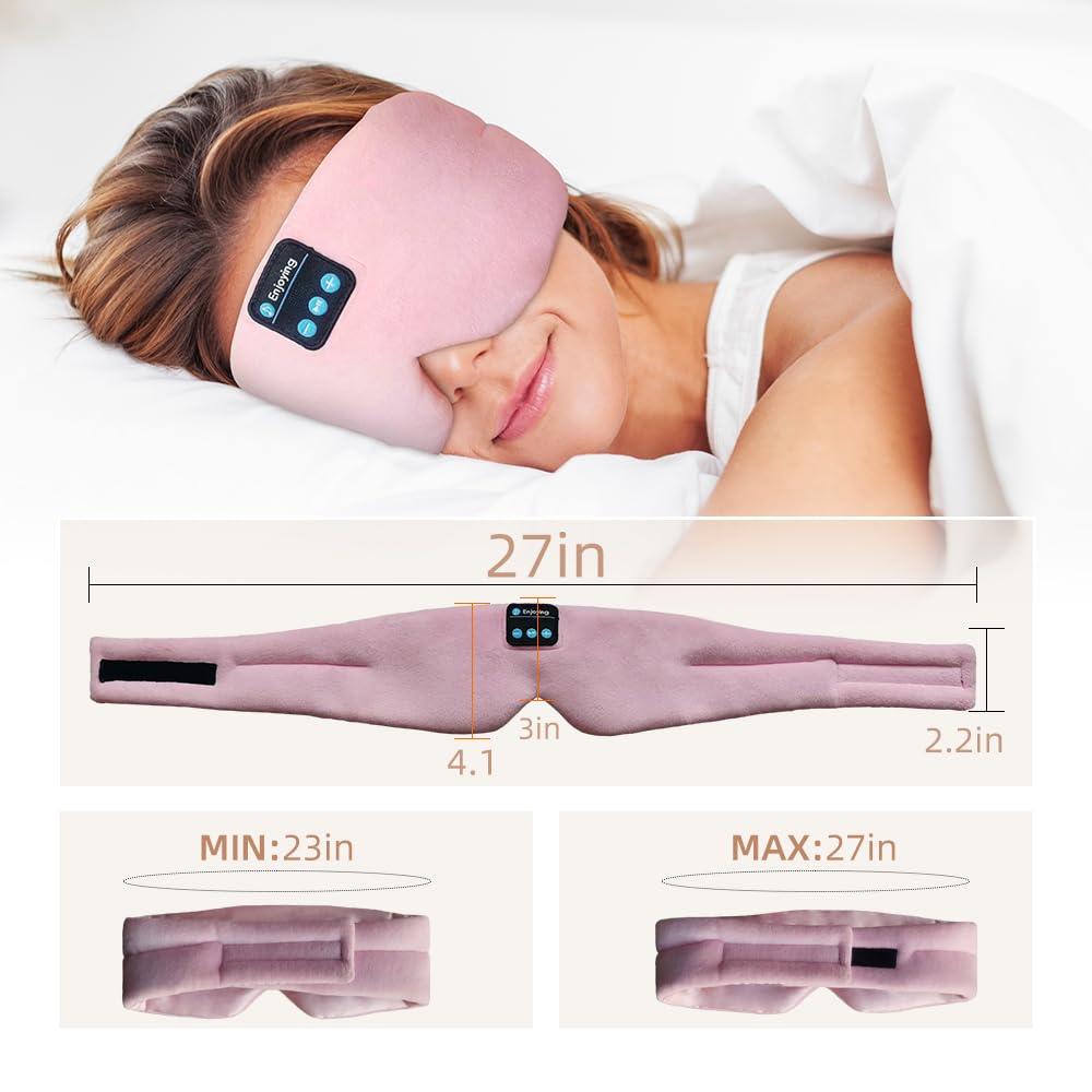 SYPVRY SYPVRY Sleep Headphones Silk Bluetooth Eye Mask Soft Sleep Mask Headband Headphones Wireless Bluetooth Sleep Mask with Speaker Microphone Adjustable Music Blindfold Mask, Pink
