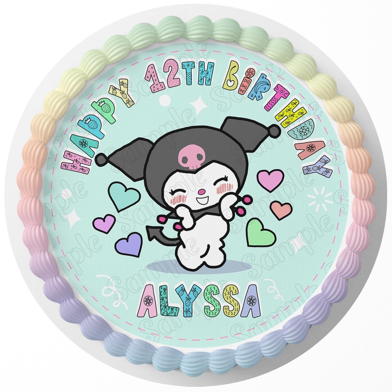 Cakecery Cakecery Kuromi Hello Pink Kitt Edible Cake Topper Sheet Image Print Round