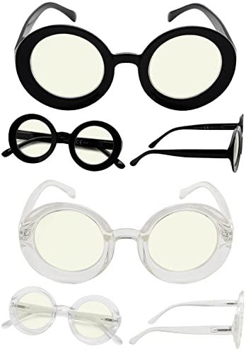 LUR LUR Blue Light Blocking Reading Glasses for Women - 4 Pack Round Computer Readers +1.00
