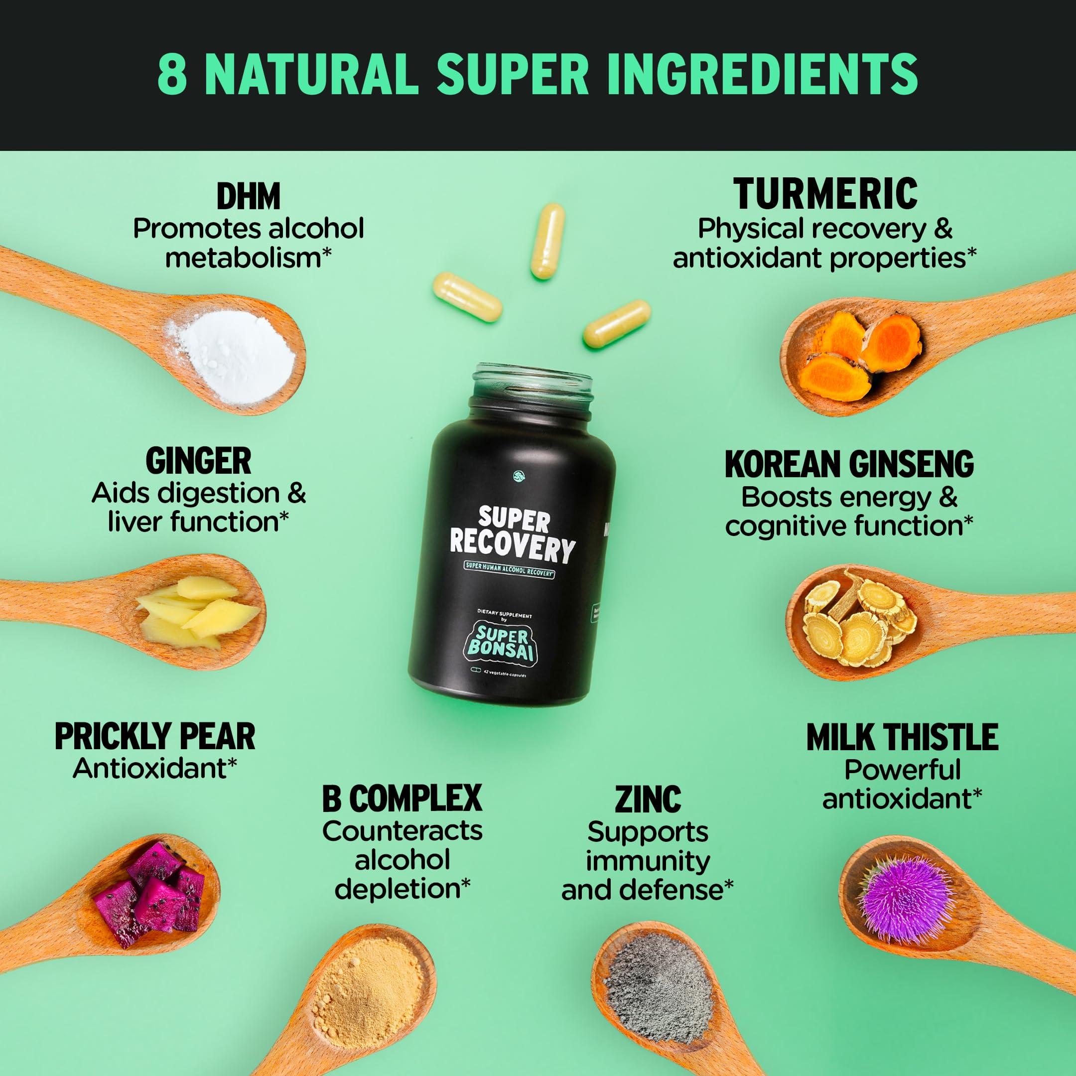 SuperBonsai SuperBonsai Super Recovery Capsules for Post Celebration and Morning Relief - All Natural Holistic Support - 3 Capsules Taken Before Drinking and an Optional Serving After (14 Servings)