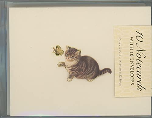 Paper Destiny Paper Destiny Cat & Butterfly Gold Foil Note Cards with Coordinating Envelopes, 10 Ct, Multicolor, 5.5x4.25in