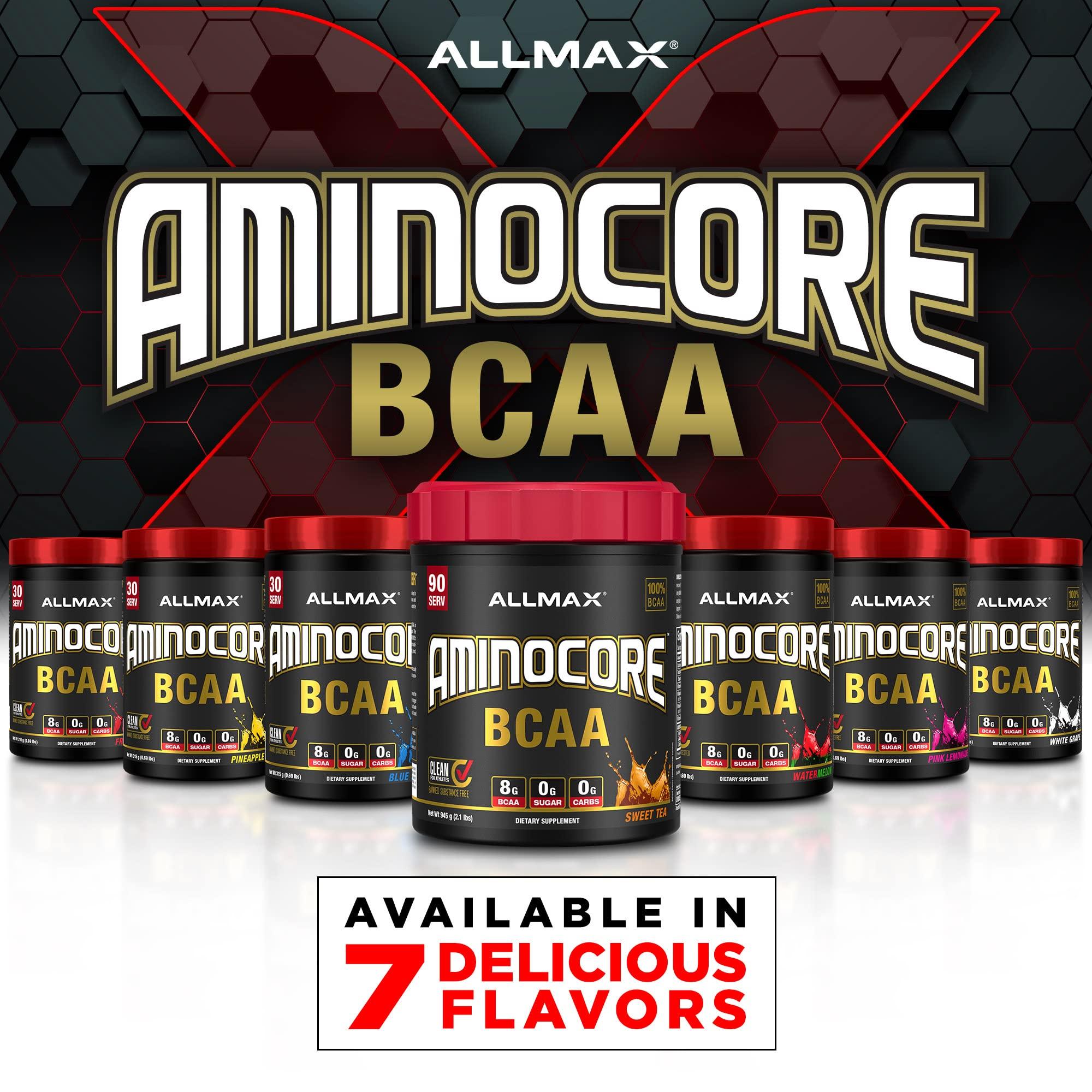 ALLMAX Nutrition AMINOCORE BCAA 8G BCAAs 100% Pure Branch Chained Amino Acids Gluten Free - Watermelon - 315 Gram