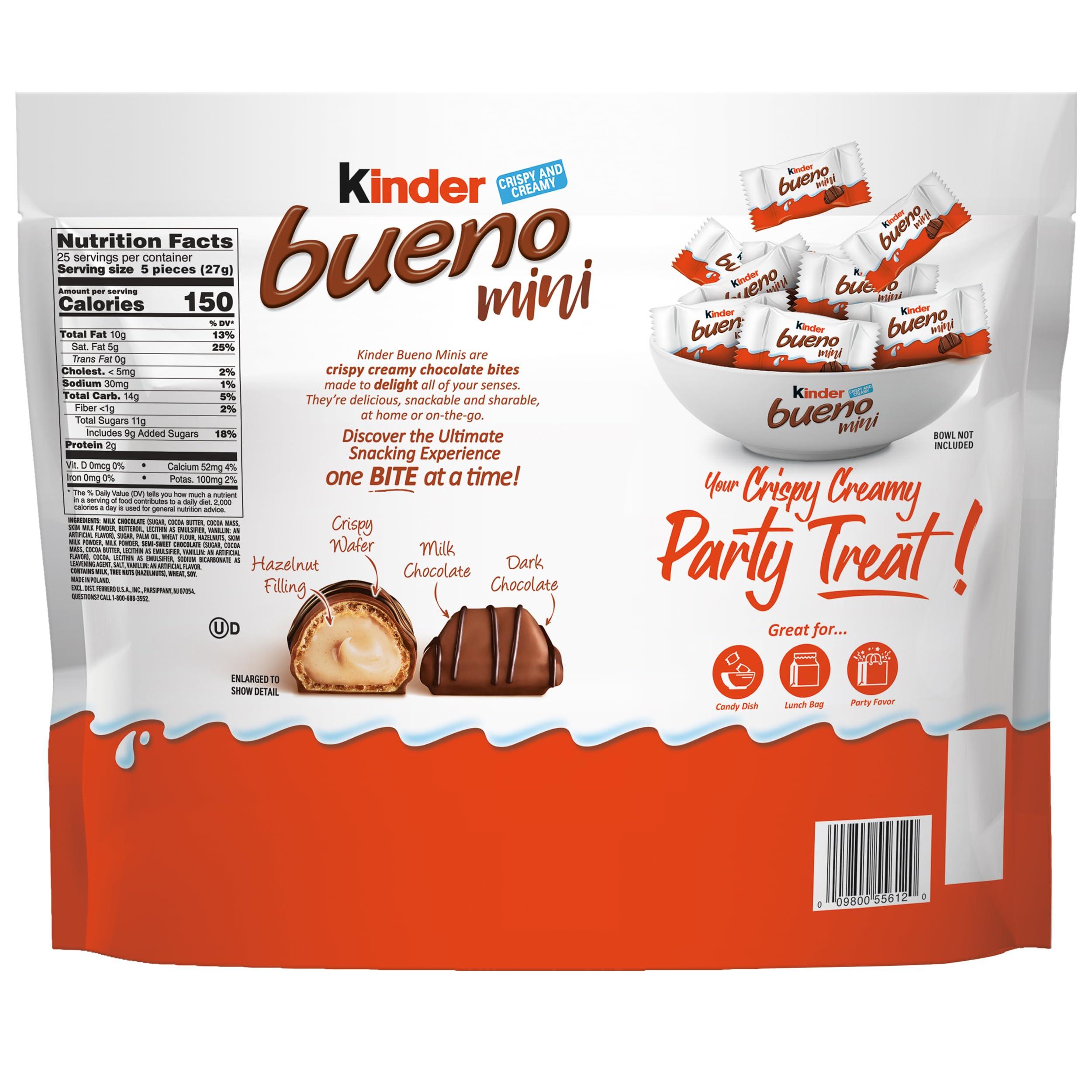 Kinder Bueno Kinder Bueno Mini, 125 Count Party Pack, Milk Chocolate and Hazelnut Cream, Individually Wrapped Chocolate Bars, 23.8 oz