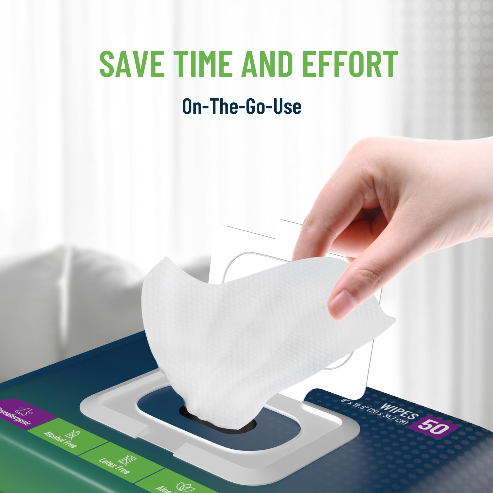 UNIFREE Unifree Disposable Washcloths Wipes Body Cleansing Wipes for Adults Bathroom Wipes 50 Count (Pack of 8)