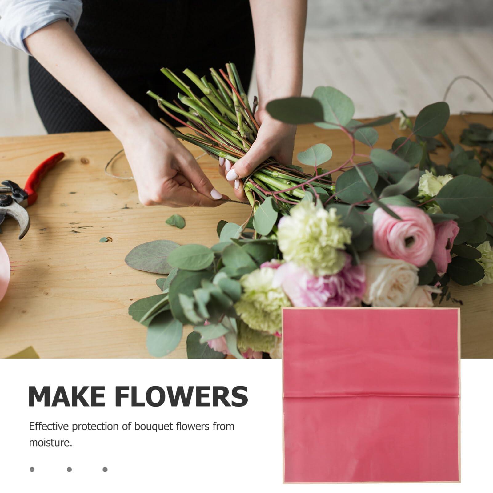 SEWACC Flower Wrapping Paper, 20 Sheets Gold Edge Floral Wrapping Paper Florist Supplies Pure Color Flower Bouquet Packaging Paper Valentines Day Weddings Party