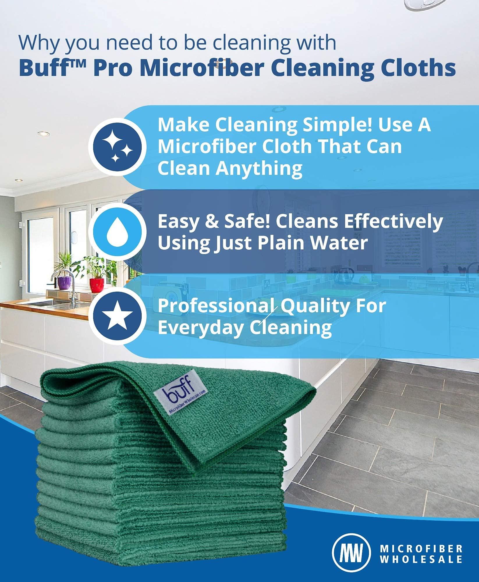 Microfiber Wholesale MW Pro Bulk Microfiber Cleaning Cloths Wholesale | Green - Case: 384 Quantity | Size 12\" x 12\" | Premium Microfiber Towels for Cleaning Glass, Kitchens, Bathrooms, Automotive