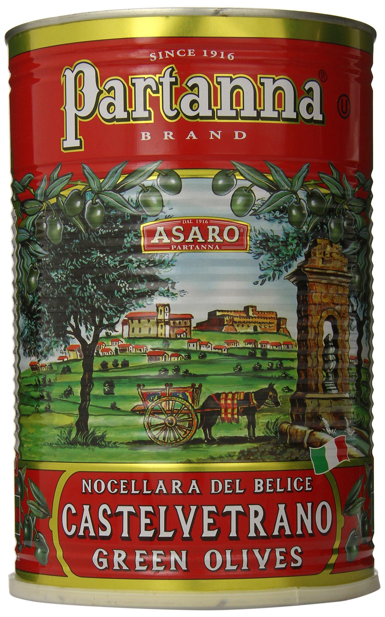 Partanna Partanna Whole Castelvetrano Olives - Authentic Sicilian - Product Of Italy - Premium Handpicked Imported Italian Olives Great For Every Occasion- 5.5 LB (88oz) Can