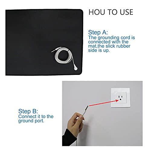 NIULAFR Grounding Mat,35.4x23.6 inches,Reconnect to The Earth EMF Recovery,for Foot Therapy, Universal Grounding Sleep Mat, Grounding Yoga Mat,Improve Energy,Sleep Assist and Helps with Anxiety Black