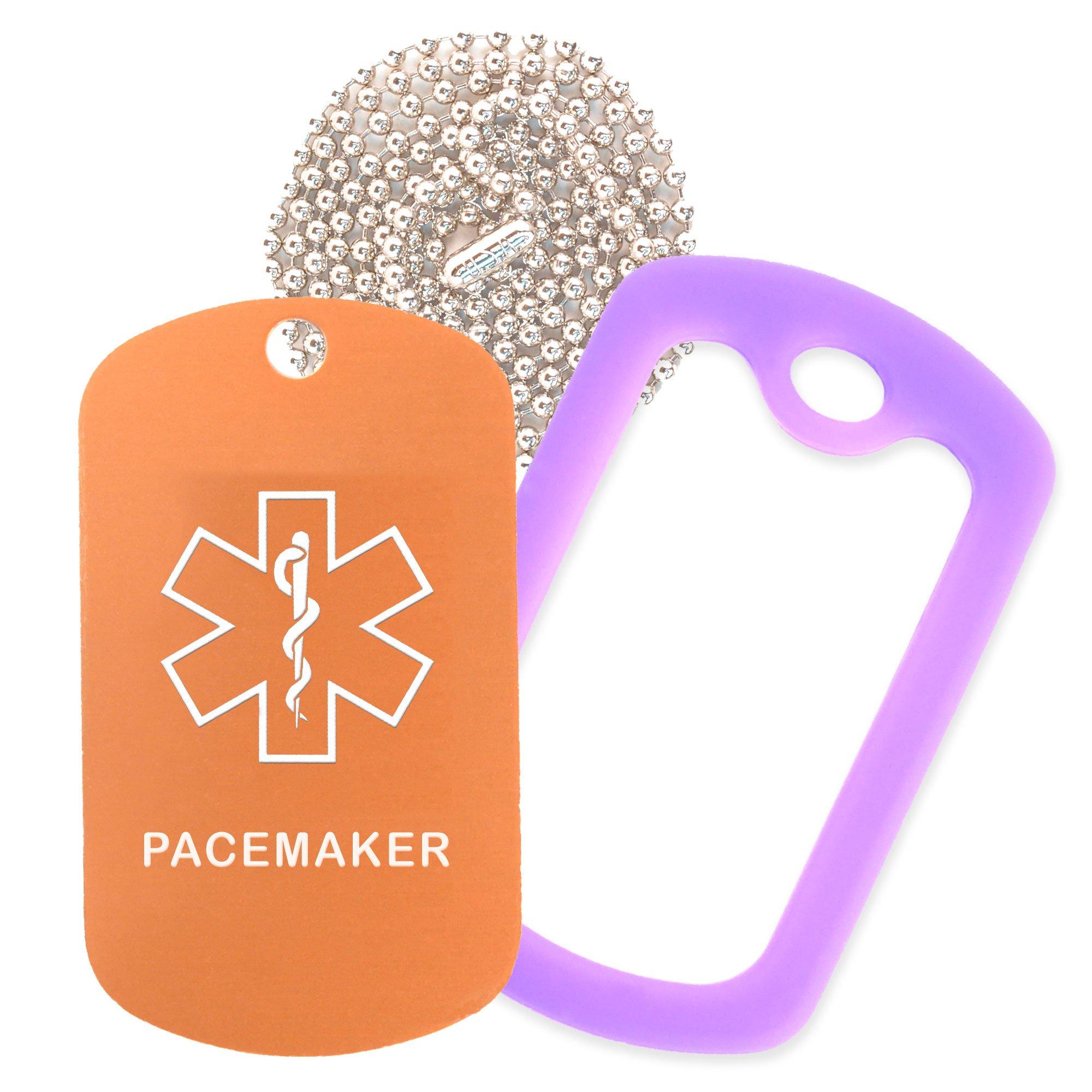Goods For Giving Pacemaker Medical Alert ID Necklace with Copper Tag, Purple Silencer, and 30\'\' USA Chain - 154 Color Choices