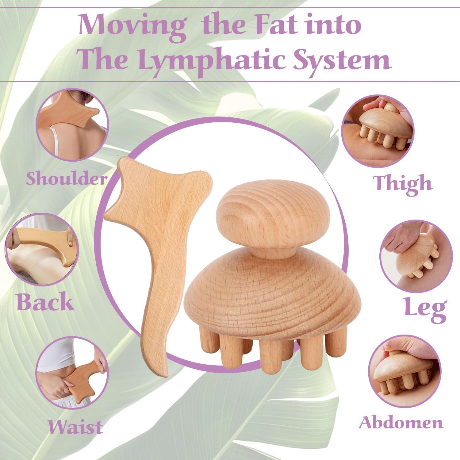 PURE VIBE Wood Therapy Massage Tools Kit, Wooden Massager Tools, Body Contouring & Shaping, Muscle Pain Relief Massager Tool, Lymphatic Drainage Massager, Wooden Rollers for Massage, Wooden Body Sculpting Tools
