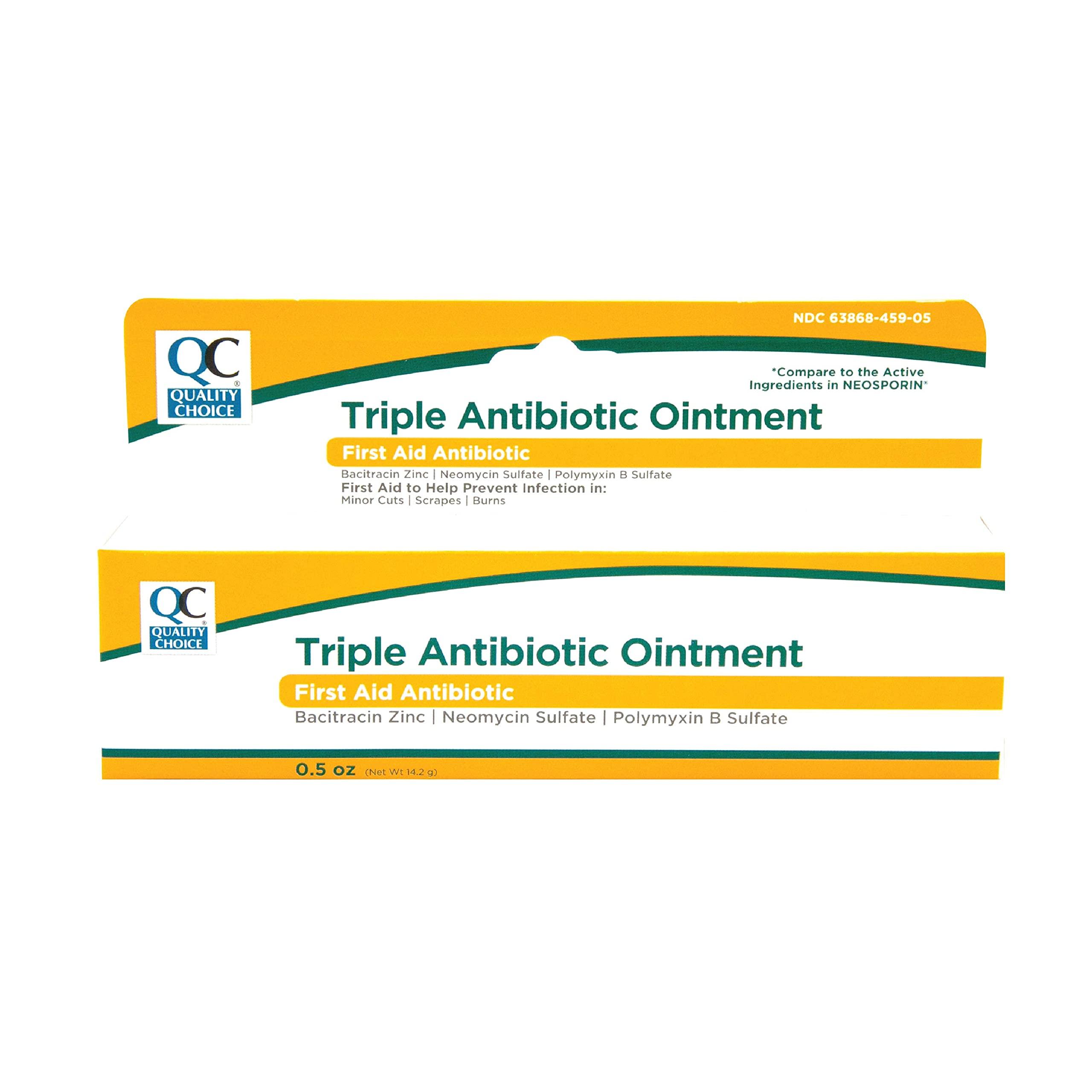 Quality Choice Quality Choice Triple Antibiotic Ointment, First Aid Antibiotic with Bacitracin Zinc, Neomycin Sulfate, Polymyxin B Sulfate, for Minor Cuts, Scrapes, and Burns.
