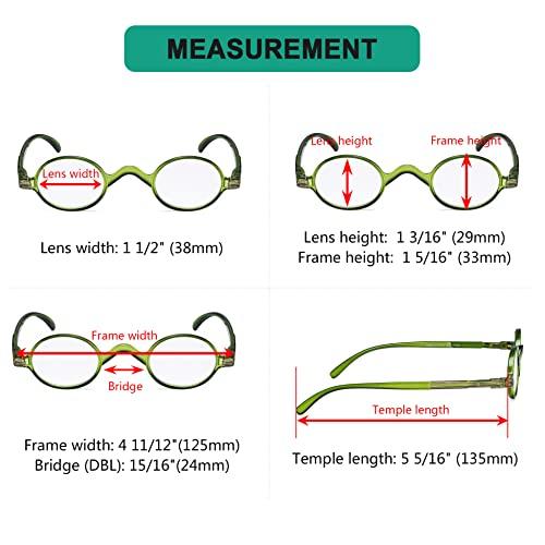 Eyekepper Eyekepper Small Oval Round Reading Glasses Vintage Mini Reader Eyeglasses for Men Women Reading with Spring Hinges Green Frame +3.00