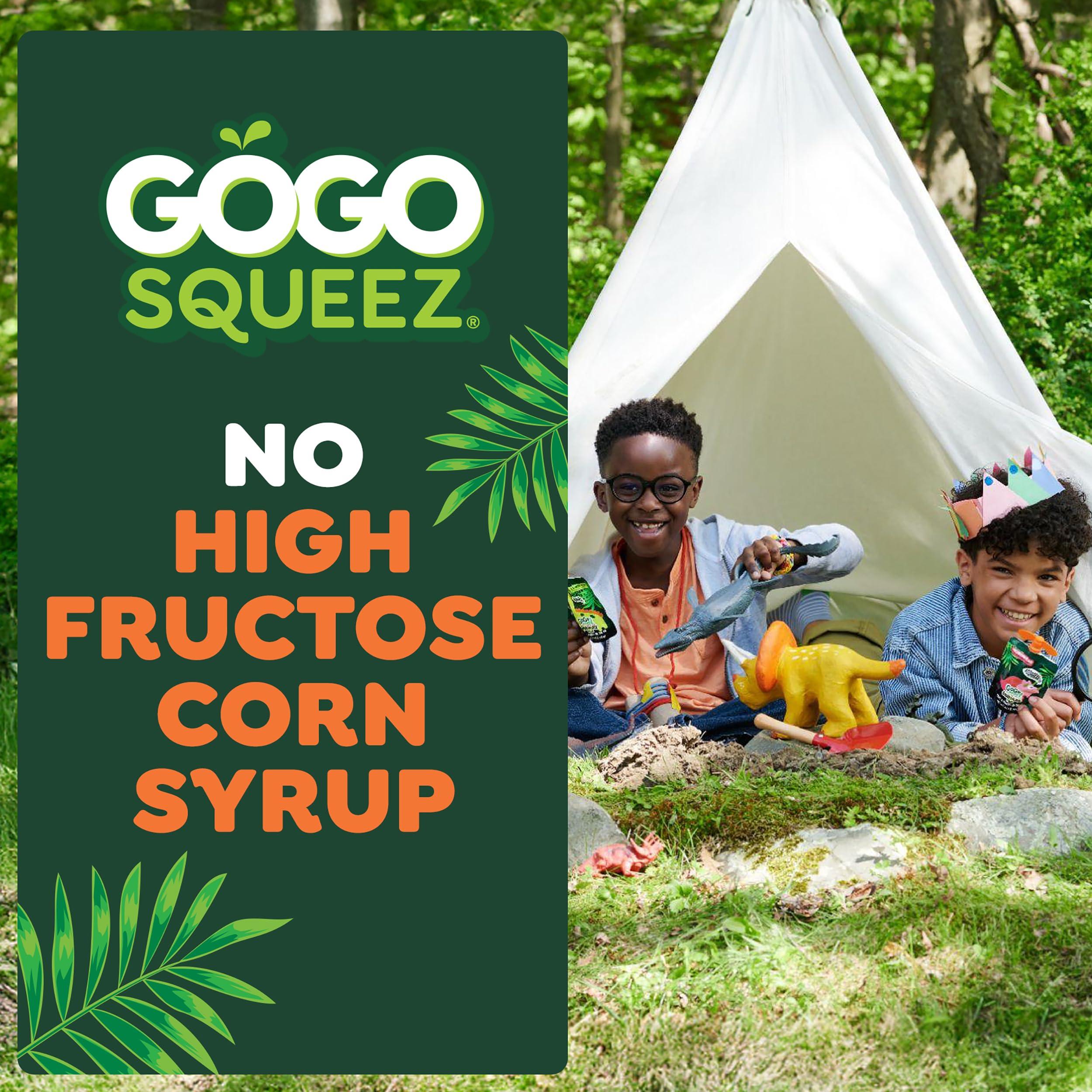 GoGo SqueeZ GoGo squeeZ Fruit & veggieZ Applesauce and Puree Variety Pack, Jurassic Pear, Roarrrr Berry & Prehistoric Peach, 3.2 oz (Pack of 20), Unsweetened Snacks for Kids, BPA Free Pouches