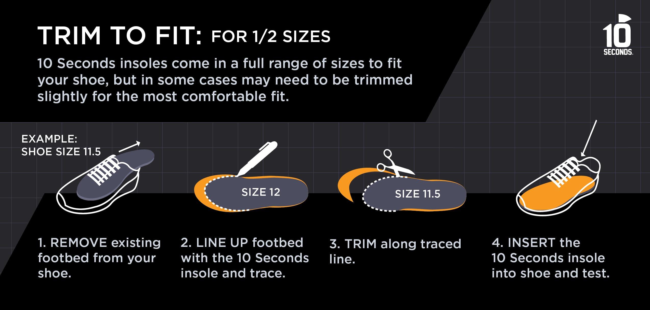 10 Seconds 3810 Ultra Arch Support Foam Cushion Insoles for Men & Women w/Metatarsal Pad, Plantar Fasciitis Relief, Morton\'s Neuroma Metatarsalgia Orthotics, Heavy Impact Shoe Insert (M 9, W 11)