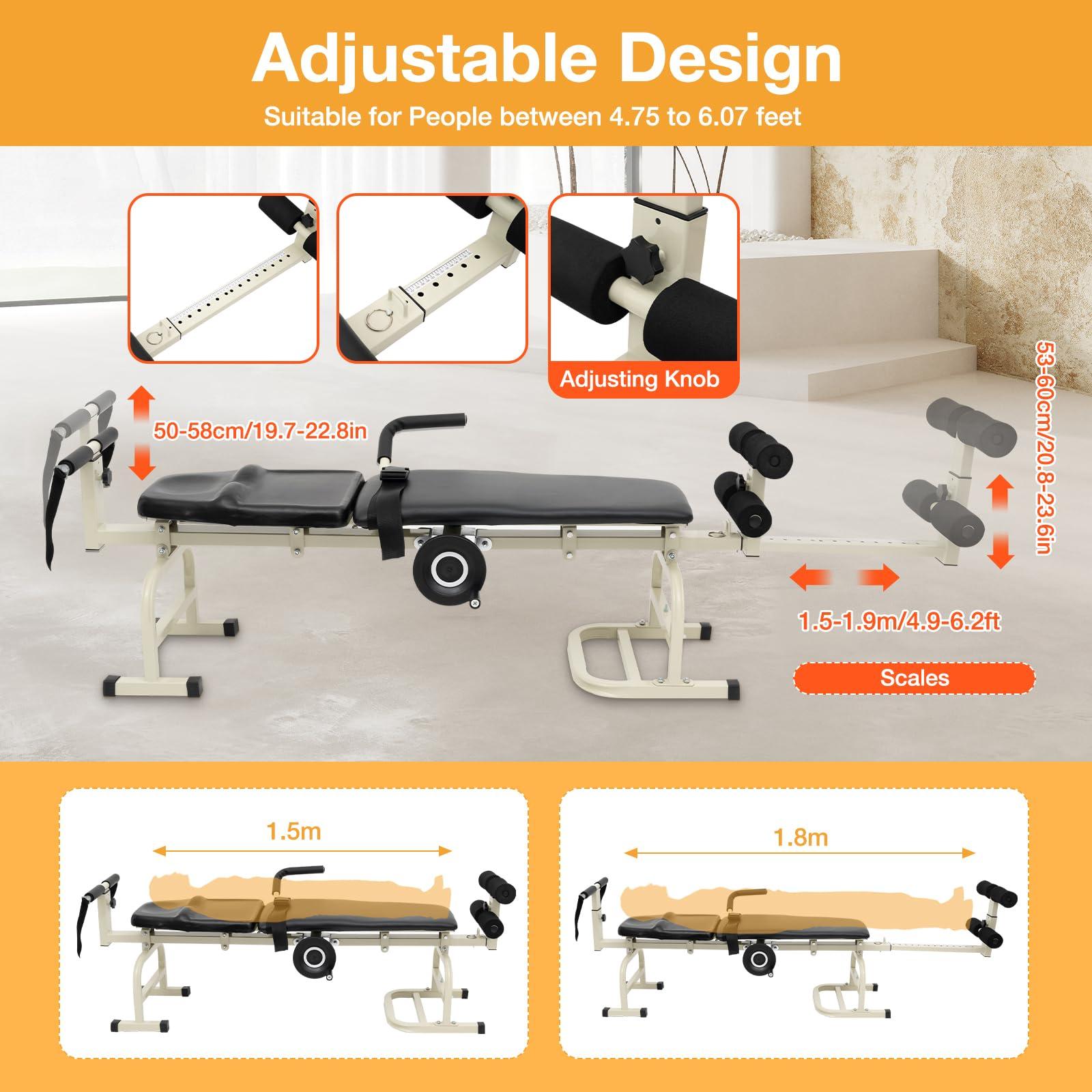 LYNICESHOP Multifunctional Spine Stretcher Machine Therapy Table, Cervical Traction Back Strencher Lumbar Bed Body Stretching Spine Cervical Stretcher Vertebra Lumbar