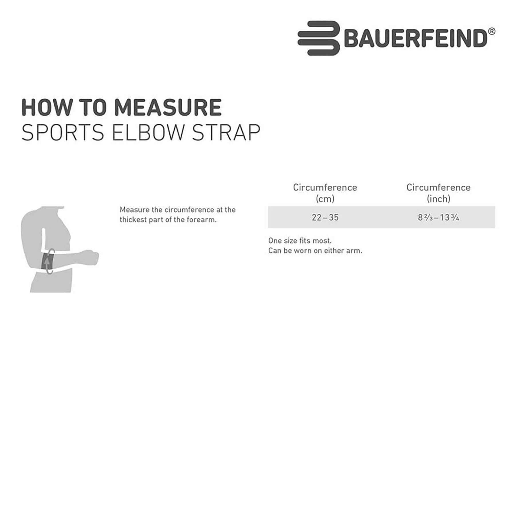 BAUERFEIND Bauerfeind Adjustable Sports Elbow Strap - Single, Black, One Size - Forearm Pain Relief from Golfers and Tennis Elbow - Five Point Pad for Direct Pressure on Tendon - Boa Closure System