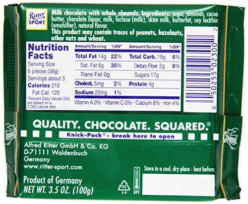 Ritter Sport Ritter Sport Choc Bar Milk Whole Almond, 3.5 oz