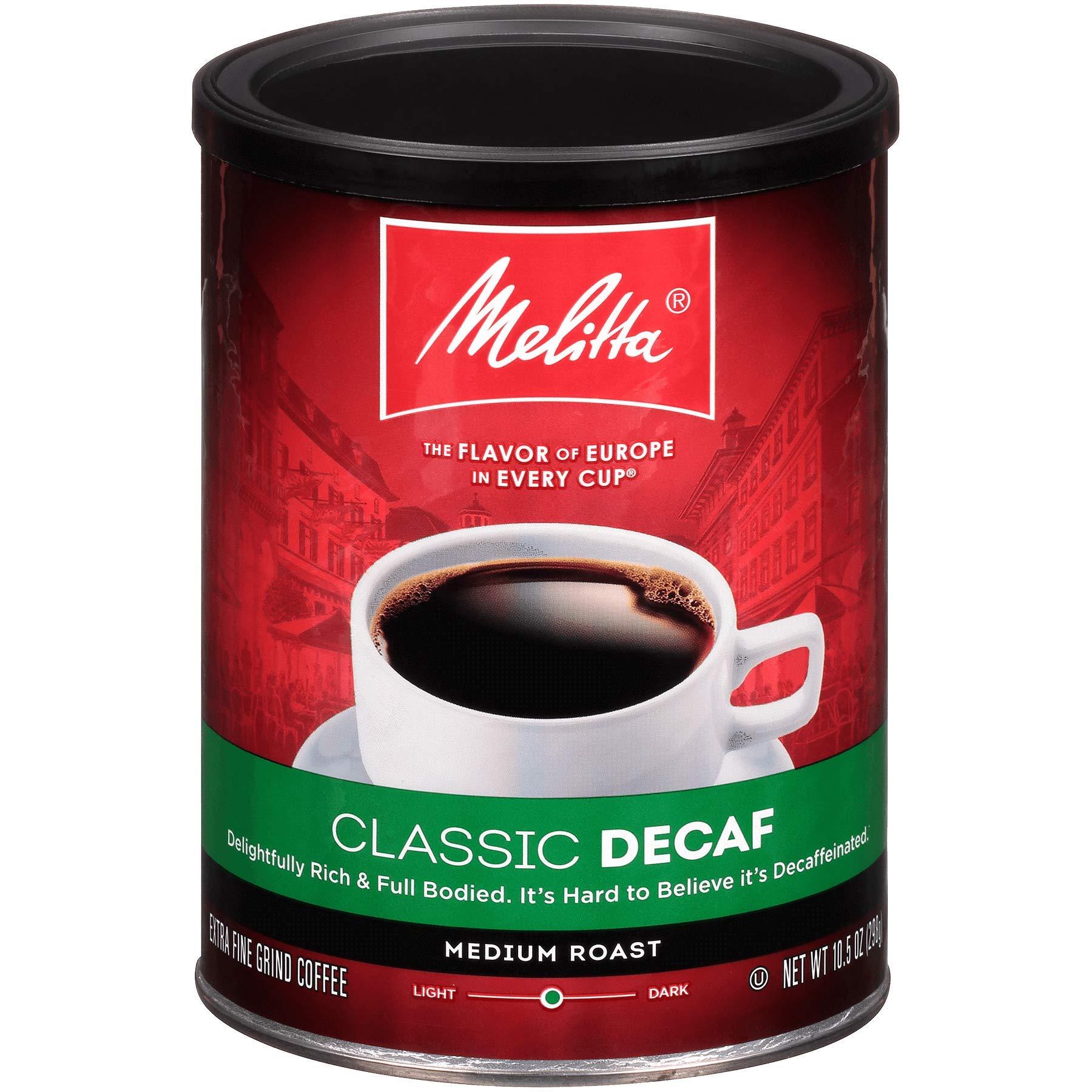 Melitta Melitta Classic Decaf Coffee, Medium Roast, Extra Fine Grind, 10.5 Ounce Can (Pack of 6) 63 Ounces Total