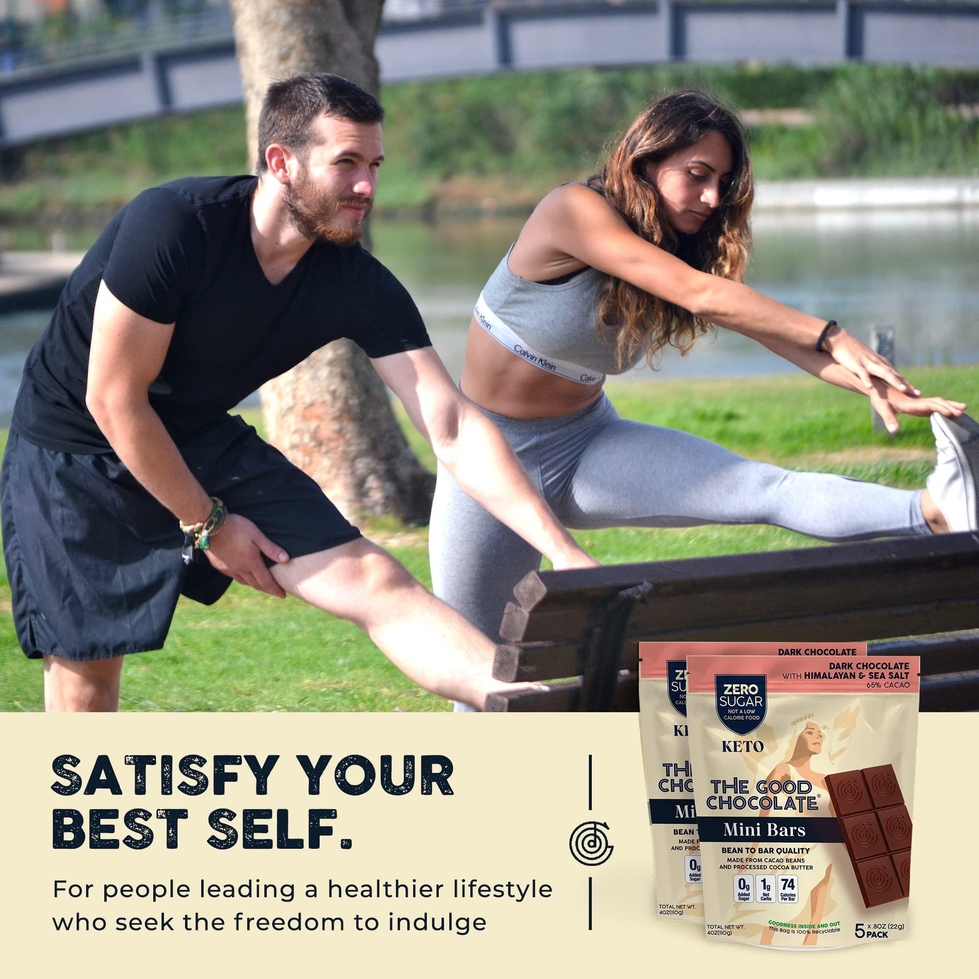 THE GOOD CHOCOLATE THE GOOD CHOCOLATE - Mini Himalayan Salt Chocolate Bars with Zero Sugar & Lower Net Carb - Keto Chocolate Bar Offers Lower Calorie Chocolate Candy - All Natural Non-GMO (Pack of 10)