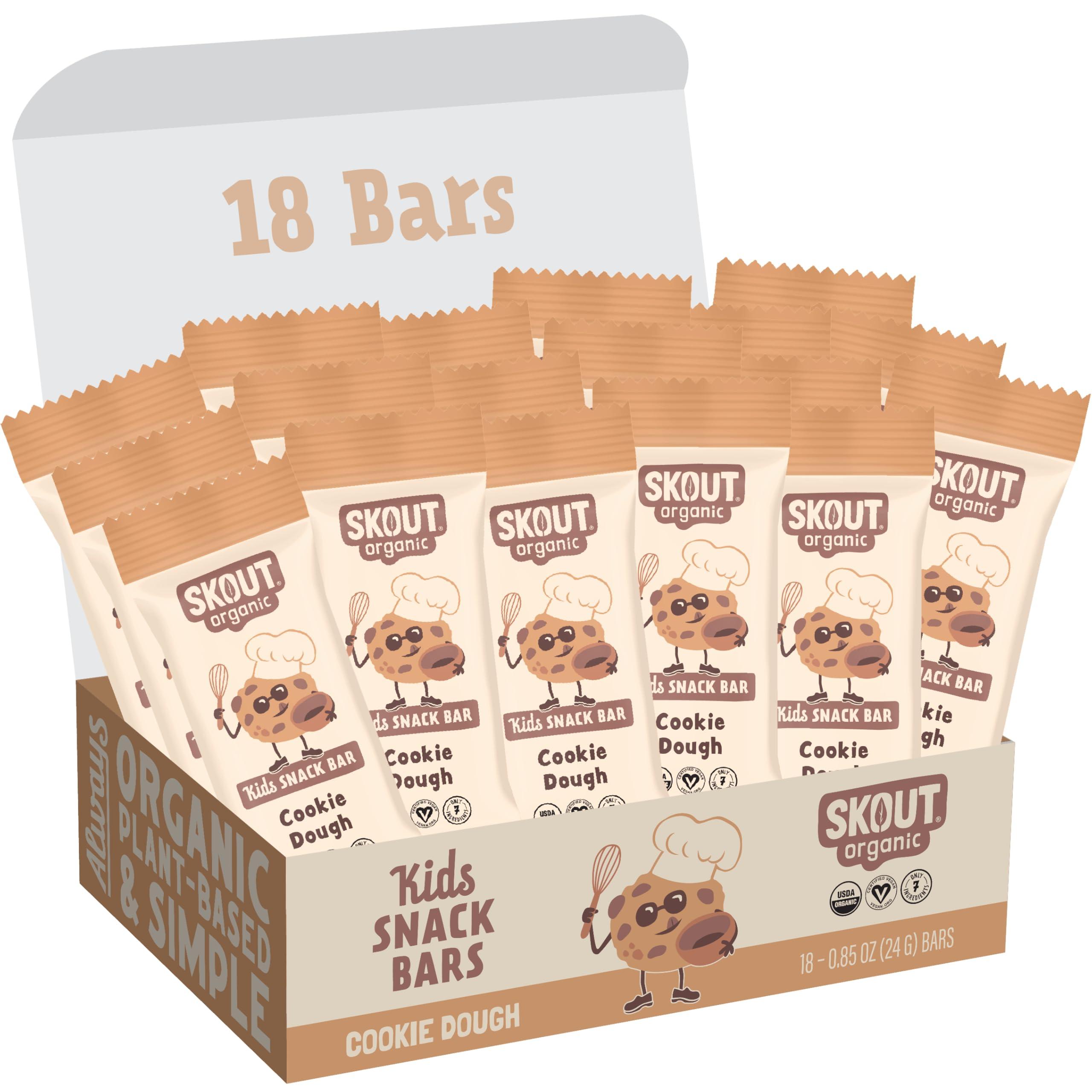 Skout Organic Skout Organic Cookie Dough Kids Snack Bars (18 Pack) | Organic Kids Snack Bars | School Snacks & Lunch Snacks | Vegan & Paleo | Gluten, Dairy, Grain, Peanut Free